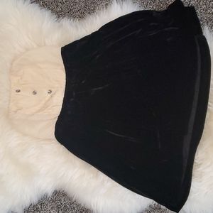 Cream silk and black Velvet with rhinestone buttons Juicy Couture dress